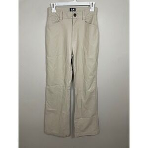 Alp N Rock Claren Faux Leather Flare Pants in Beige Size XS Minimalist Modern